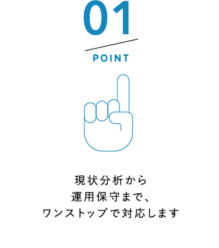 POINT01 現状分析から運用保守まで、ワンストップで対応します